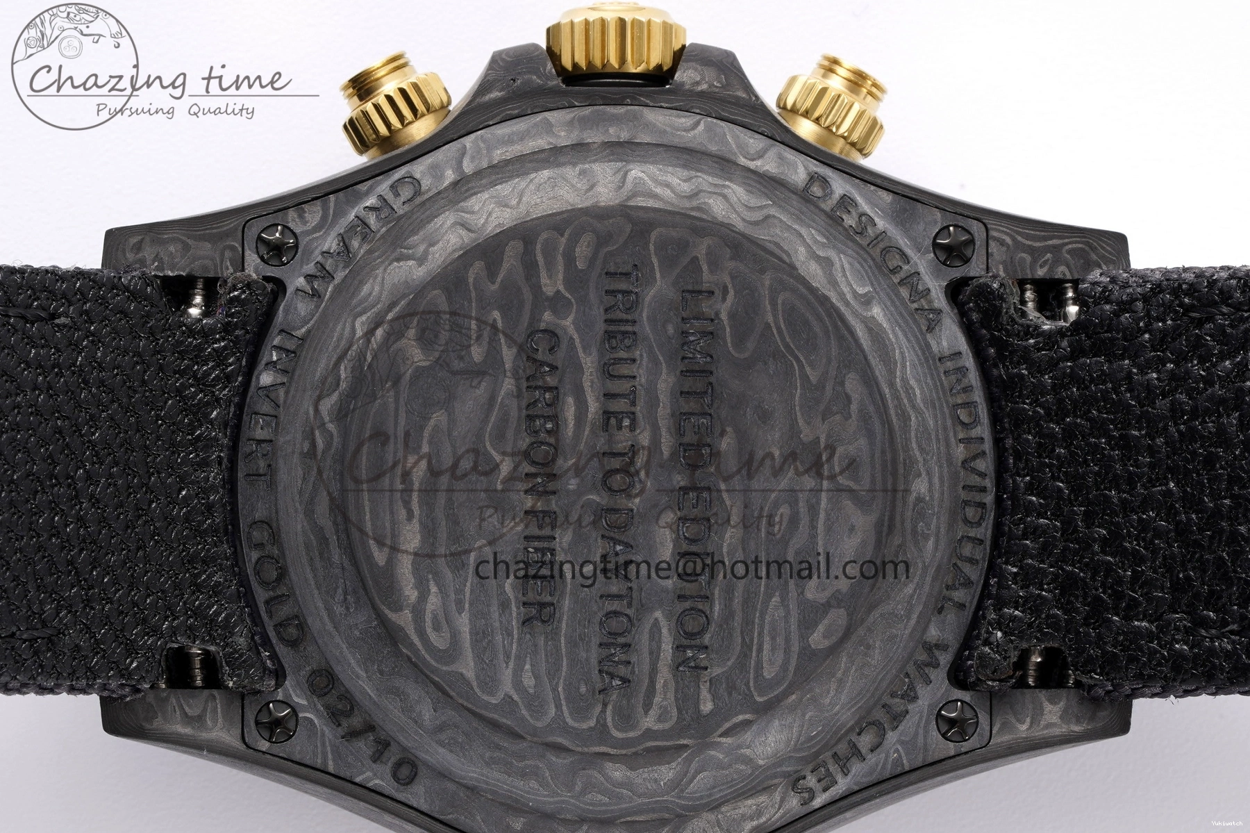 and Daytona Bezel Edition A7750 Black Gold DIWF Nylon Case DIW Carbon Black on Strap Dial 0117